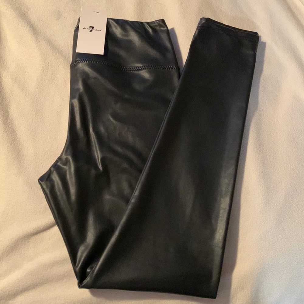 7 For All Mankind Black Faux Leather Leggings Size M